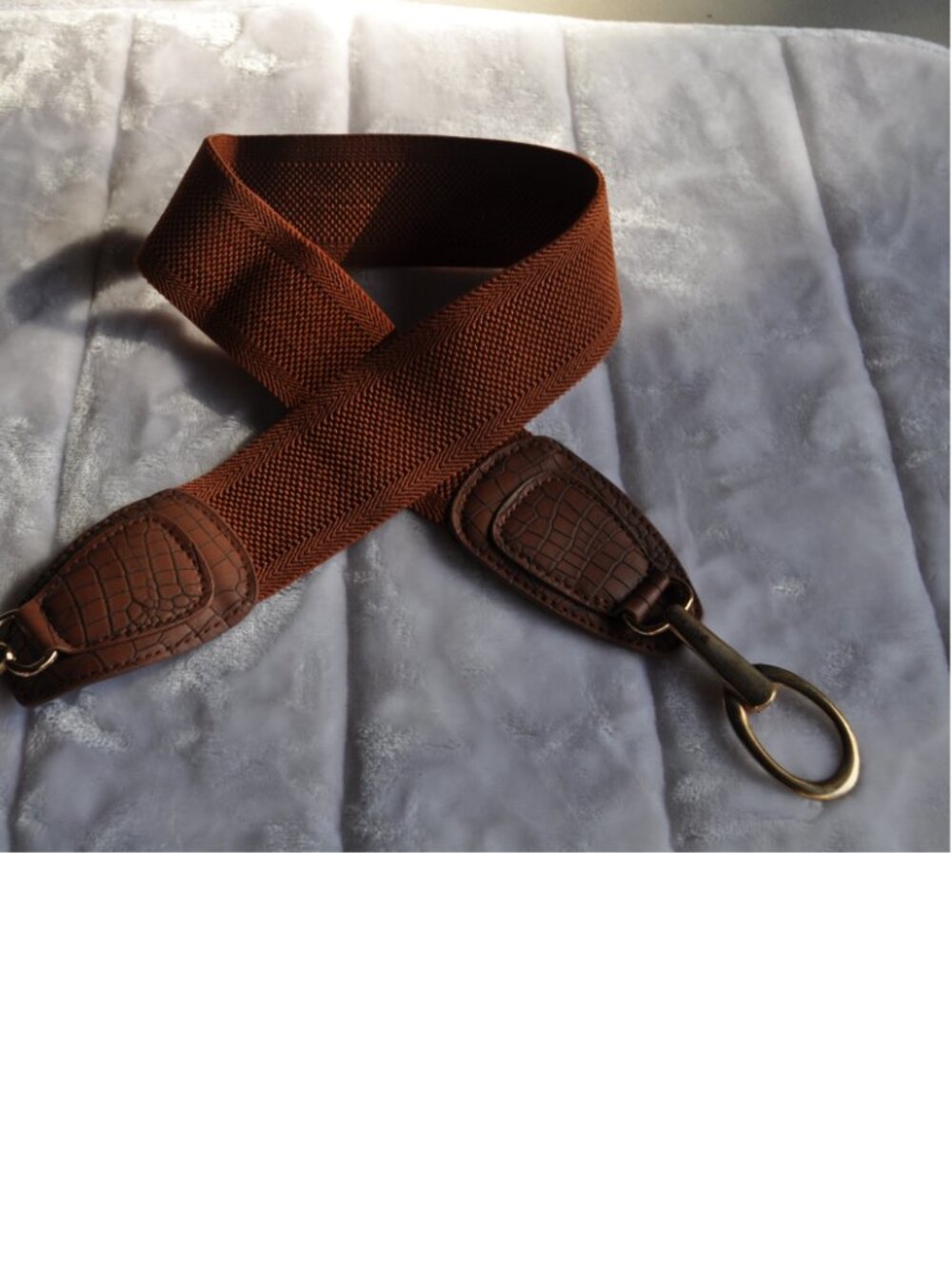 Women's brown Vince Camuto faux leather elastic wide belt features a gold circle